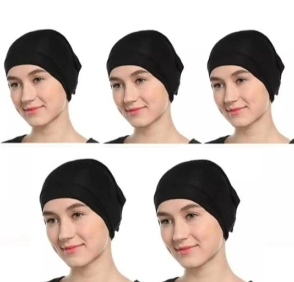 Hijab Inner Cap for Women | Under scarf Hijab Cap- 5 piece inner cap, Free Size, Black, Hijab Cap - Image 3